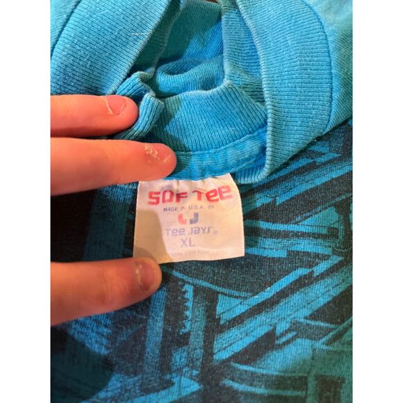 VINTAGE 1988 M.C. Escher Waterfall Art Print T-Shirt Teal Size XL - Picture 5 of 5